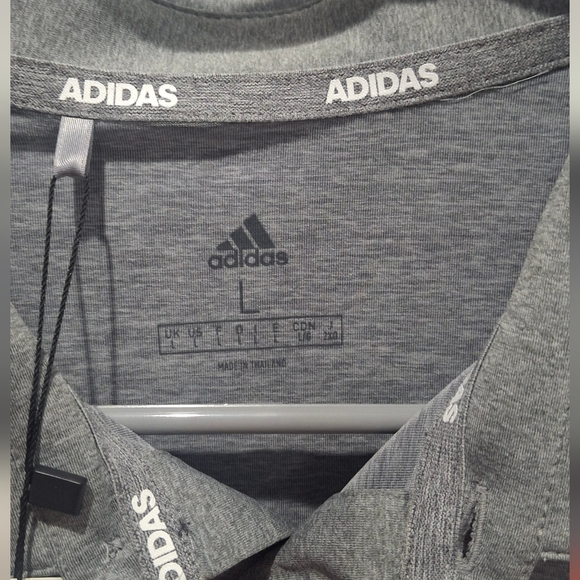 Ultimate  365 Adidas Gray and Red Striped Golf  Polo Shirt (Smoke Free Home) - Picture 4 of 11